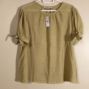 NWT Lime Green Striped Top.. Loft Ann Taylor